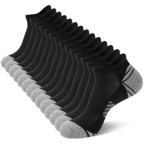 COOPLUS 7 Pairs Mens Ankle Socks Cotton Athletic Cushioned Low Cut Moisture Wicking Running Breathable Sports Socks