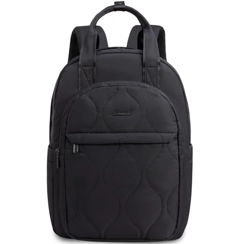 LOVEVOOK Laptop Backpack for Women, College Travel Backpack Puffer Womens Backpack for 15.6 Inch Laptop, Computer Water-Resistant Quilted Casual Daypack, Black