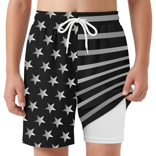 AlisOker Boys Swim Trunks UPF 50+ Swim Shorts Kid Board Shorts with Boxer Liner Quick Dry Beachwear Swimsuit