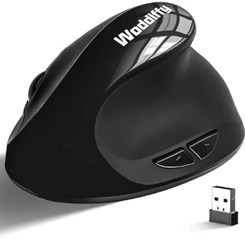 Woddlffy Vertical Mouse,Wireless Small Hand Ergonomic Mouse,Quiet Clicks 3 Adjustable DPI (1000/1200/1600),Compatible with Windows/Mac/Linux