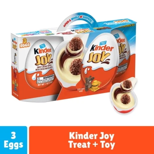 Kinder Joy Eggs, Sweet Cream and Chocolate Wafers with Toy Inside, 2.1 oz each, 3 Eggs