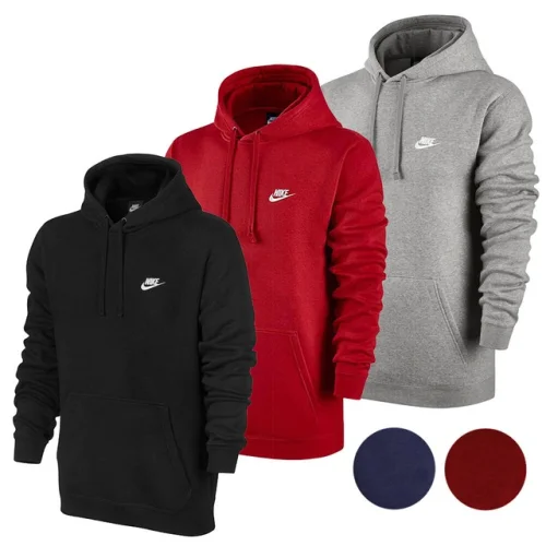 Nike Men's Hoodie NSW Long Sleeve Active Fleece Embroidered Logo Pullover Hoodie