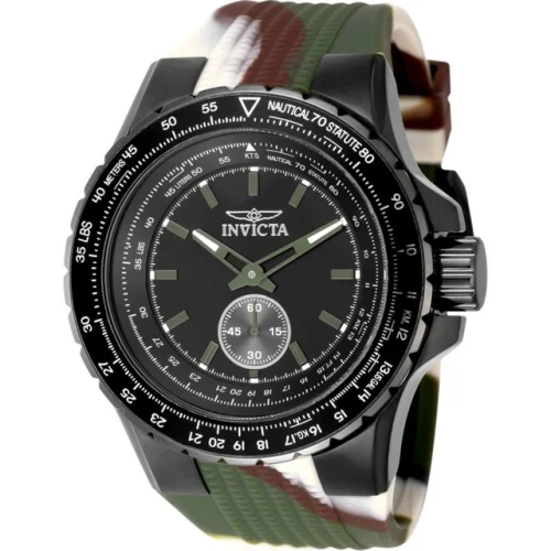 Invicta Men's Watch Aviator Quartz Black Dial Camouflage Silicone Strap 49320