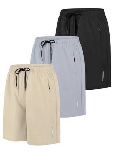Resinta 3 Pack Boys Athletic Running Shorts with Zipper Pockets Quick Dry Lightweight Hiking Cargo Shorts for Gym Outdoors
