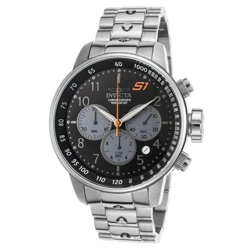 Invicta 23084 Men's Chrono Steel Bracelet Black Dial Watch