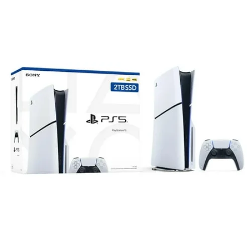 PlayStation 5 Slim Upgraded 2TB PCIe Gen 4 NVNe SSD Gaming Console Disc Drive Version AMD Ryzen Zen 8 Core CPU with Wireless Controller - Original White - PS5 Disc Slim
