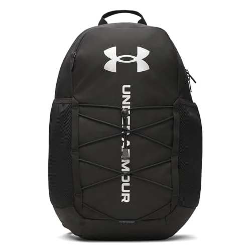 Under Armour Unisex Hustle Sport 6.0 Backpack, (001) Black/Black/Metallic Silver, One Size Fits Most
