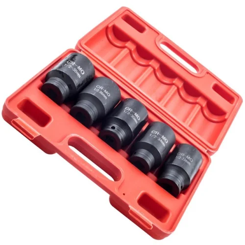 5x 1/2'' Drive 6 POINT Deep Spindle Axle Nut Socket Kit 33 34 35 36 38mm