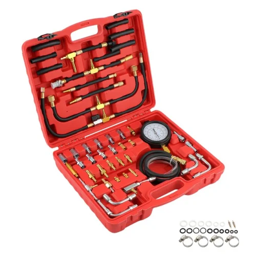 Gasoline Fuel Injection Pressure Tester Gauge Tool Set System 0-140 psi 0-10bar