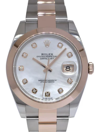 Rolex Datejust 41 Steel/18k Rose Gold MOP Diamond Oyster Watch +Card '21 126301