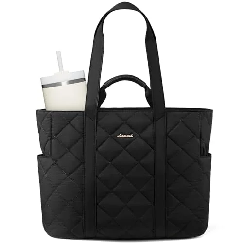 LOVEVOOK Tote Bag for Women,Large Puffer Tote Bag with Zipper,Quilted Puffy Work Bag Purse Handbag Fits 40 oz Stanley Cup