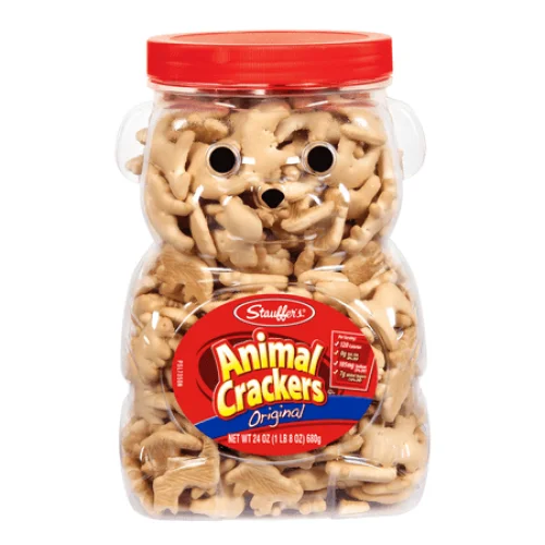 Stauffer's Simply Animals Original Animal Crackers, Fun Kid Snacks, 24oz Resealable Family Size Bear Jug