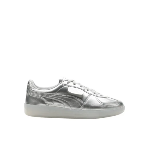 PUMA Palermo Chrome Lace Up  Youth Girls Silver Sneakers Casual Shoes 40132501