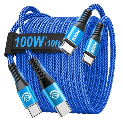 Yosou USB C Cable, USBC Type C Fast Charging Cable Cord Blue, 10ft+10ft