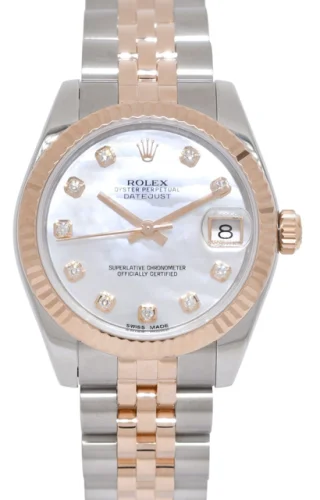 Rolex Datejust 18k Rose Gold/Steel MOP Diamond Dial Ladies 31mm Watch 178271