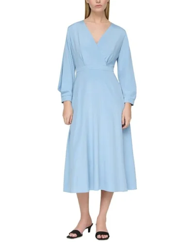 Lafayette 148 New York Lantern Sleeve Surplice Silk-Blend Dress Women's