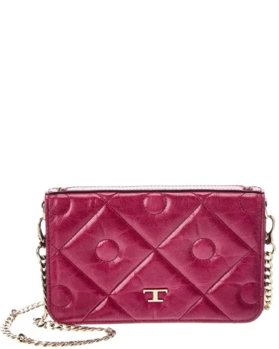 Tod's Leather Wallet On Chain Women's Purple