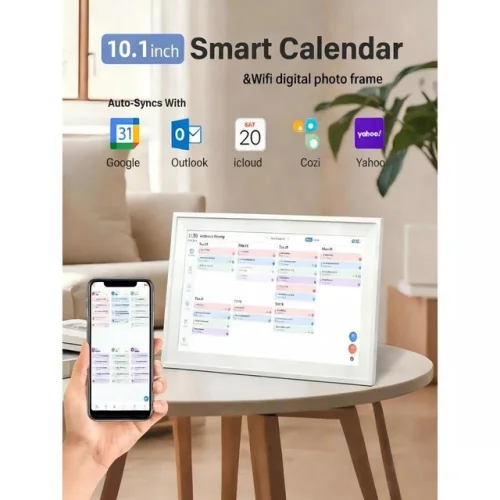 10.1 Inch Digital Photo Frame Digital Calendar Chore Chart WiFi White Open Box