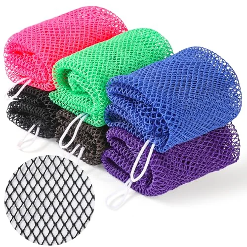 GLOBECARRY African Net Sponge 6Pk Long Multi Color Exfoliating Body Scrub