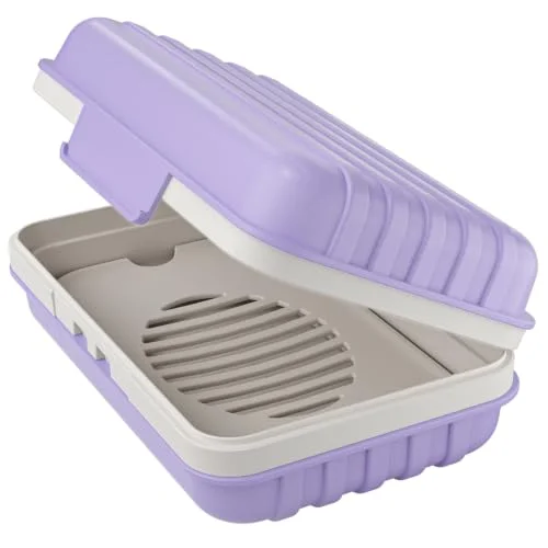 Quatish Leakproof Bar Soap Holder Dish with Lid for Shower, Portable Travel Soap Case Box for Gym, Camping, Hiking, Outdoor Use, Travel Size Toiletries Essentials, Keeps Soap Dry, Purple