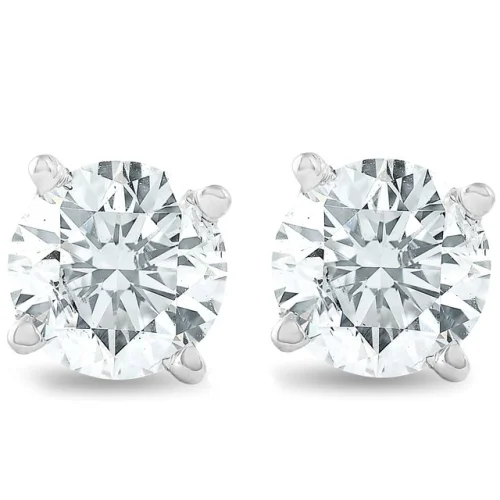 .75Ct Round Brilliant Natural Diamond Stud Earrings in 14K Gold Classic Setting