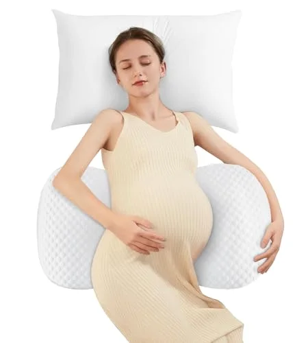 Pregnancy Pillow Cooling for Sleeping, Detachable and Adjustable Double-Sided Support Maternity Pillow Skin-Friendly for Pregnant Women Back, HIPS, Legs(30&deg;Slope Design Verified by Expectant Mothers)