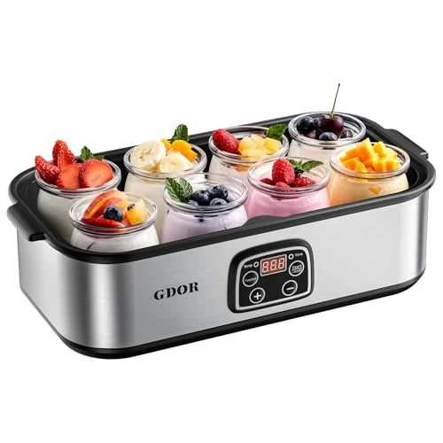 GDOR Yogurt Maker Machine with Adjustable Temp & Time, 48H Timer Digital, 8&times;6oz BPA-Free Glass Jars for Homemade Probiotic Yogurt, Auto Shut-Off