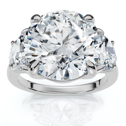 Certified 7Ct Diamond & Halfmoon Engagement Ring Lab Grown
