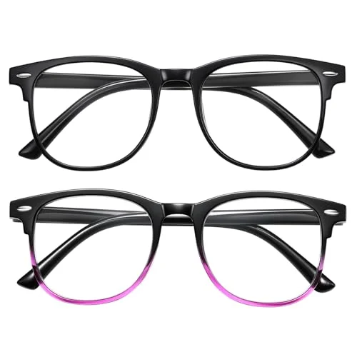 Okany Blue Light Blocking Glasses for Women Men Woman Black Computer Screen Filter Gaming Glasses Womens Mens 99.9% Blue Light Blocker Round Fashion Eye Glasses