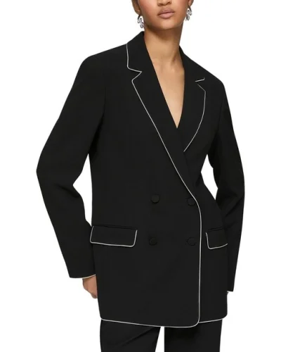 Lafayette 148 New York Double Breasted Blazer Women's Black M