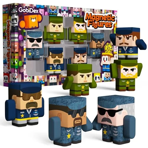 GobiDex 6PCS Magnetic Action Figures Playset, Fun Army Men Toy Soldiers Compatible with Magnetic Building Blocks, Military Pretend Play Toys for Kids Ages 3+