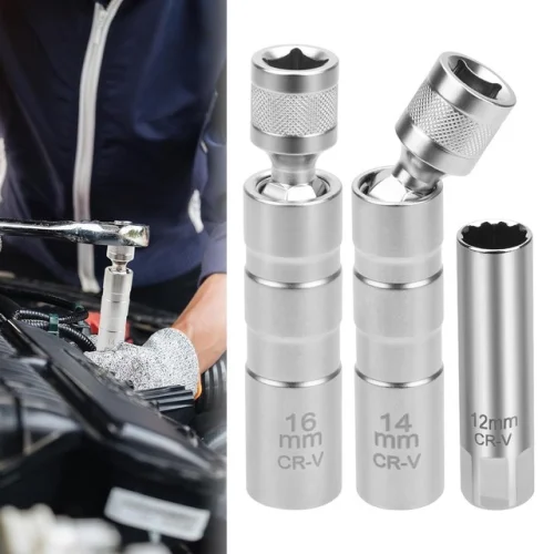12MM 14MM 16MM Thin Wall Magnetic Swivel Spark Plug Socket 12-Point Removal Tool