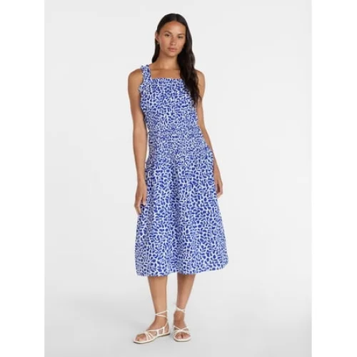 Time and Tru Women's Sleeveless Smocked Peasant Midi Dress, Sizes XS-4X