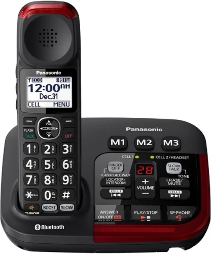Panasonic Amplified Cordless Phone, 40dB Boost, Hearing Aid, Black - Refurbished