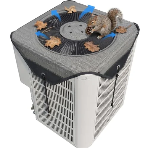 FEATRITY Central Air Conditioner Cover: 36 x 36 Mesh Top Cover for Outside Units, Breathable AC Condenser Debris Guard with 4 Bungee Cords, Outdoor Leaf Protection for Heat Pump