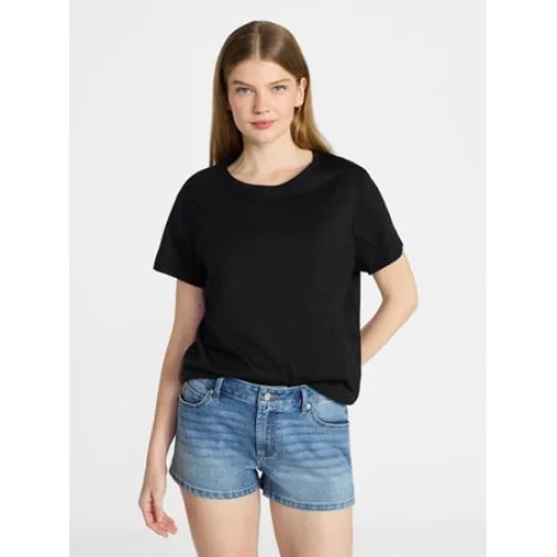 No Boundaries Cropped Cotton Tee with Short Sleeves, Women&rsquo;s XXS-XXL