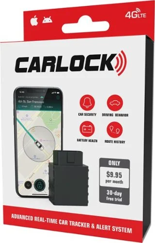 CARLOCK - 4G Car Tracker &ndash; GPS Vehicle Tracking for Families, Teens & Fleets with Driving Score, Trip History & Geofencing - Black