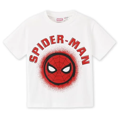 Disney Spiderman White Tee Shirt Kids Marvel Avengers School-Age Boys Short Sleeve Shirts for Summer Holiday Jersey Hawaiian Graphic Tops Cool Sports Outerwear Back to School Daily Apparel 6-7 Years