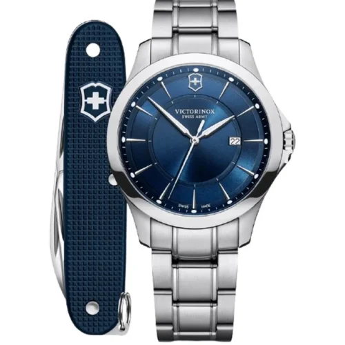 New Victorinox Swiss Army Alliance Quartz Blue Dial Steel Men's Watch 241910.1