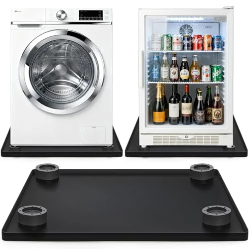 Fasmov Mini Fridge Silicone Mat with 4 Base Raisers, 19.7" x 19.7" x 0.7" Under Refrigerator Drip Pan, Leak-Resistant Floor Protector Carpet for Refrigerators, Washing Machine, Dishwasher