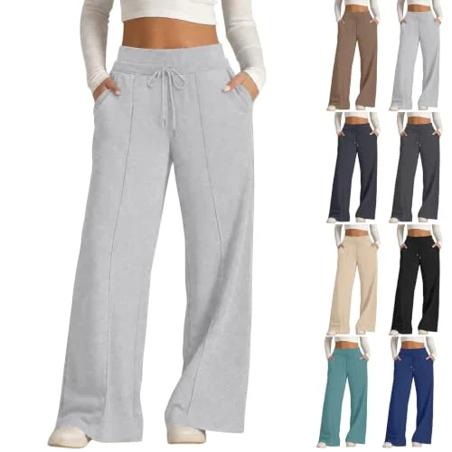 Open Leg Sweatpants Womens Baggy Elastic Waist Gym Yoga Pants with Pockets