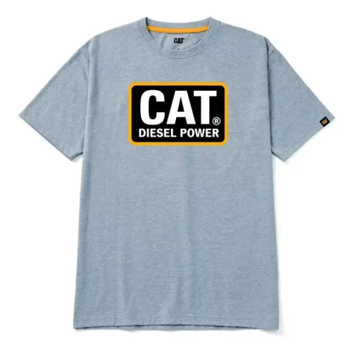Caterpillar Men Diesel Power Short Sleeve Tee Heather Grey/Yellow L  Apparel
