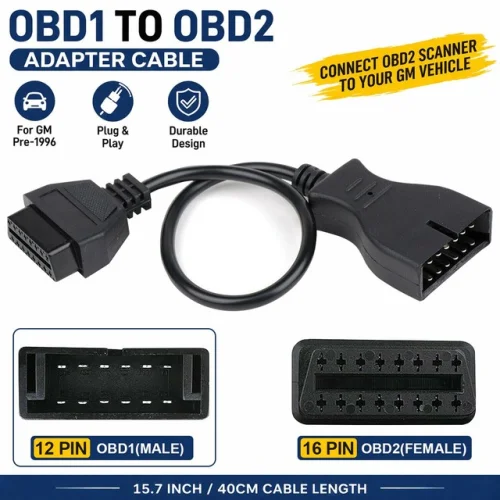 GM 12 Pin OBD1 to 16 Pin OBD2 Convertor Adapter Cable For Diagnostic Scanner US