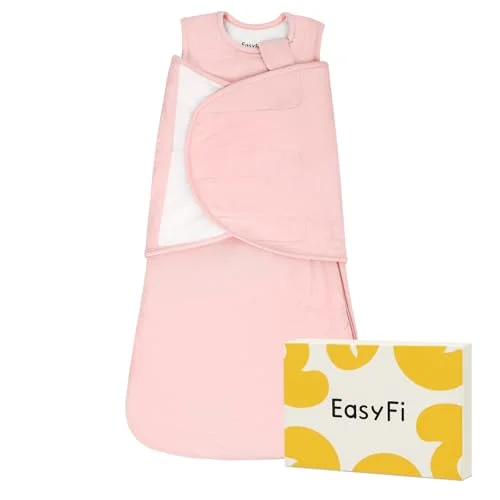 EasyFi Baby Sleep Sack Swaddle 1.0 TOG Rayon Made from Bamboo Infant Sleep Sack 3-6 Months, 4-Way Adjustable Transitional Swaddle with Removable Wings, 2-Way Zipper Unisex Wearable Blanket