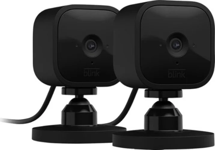 Blink - Mini - Compact indoor plug-in smart security camera, 1080p, night vision, motion detection, 2 way audio &ndash; 2 cam - Black