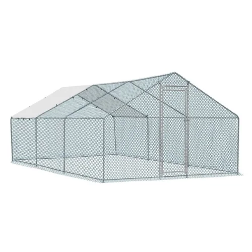 20 x 10 ft Large Metal Chicken Coop, Walk-in Poultry Cage Chicken Hen Run House