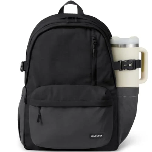 LOVEVOOK Laptop Backpack for Men Women with Giant Tumbler Holder Pocket