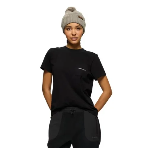 Merrell Women Relaxed Cotton Short Sleeve Tee Black L  Apparel