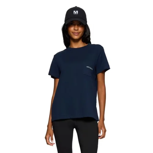 Merrell Women Relaxed Cotton Short Sleeve Tee Navy Night XL  Apparel