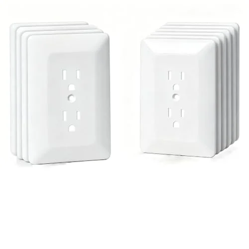 ZEFTV 10 Pack Duplex Outlet Covers Wall Plates 1-Gang Switch Outlet Electrical Cover Plate Unbreakable Thermoplastic Faceplate for Light Receptacle Outlet Switch, Glossy White